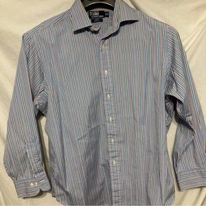 Polo Ralph Lauren Button up Shirt Adult 16 1/2  32-33 Striped Mens Casual